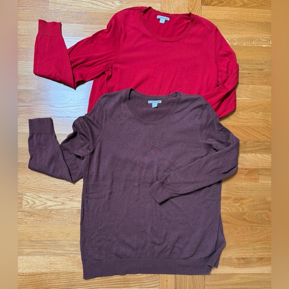 Amazon Essentials Women's Crew Neck Sweaters - Red and Brown/purple